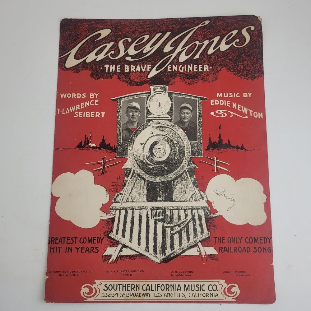 Casey Jones The Brave Engineer 1909 Train Comedy Sheet Music #SM3